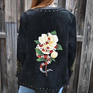 Vintage hand painted suede blazer jacket